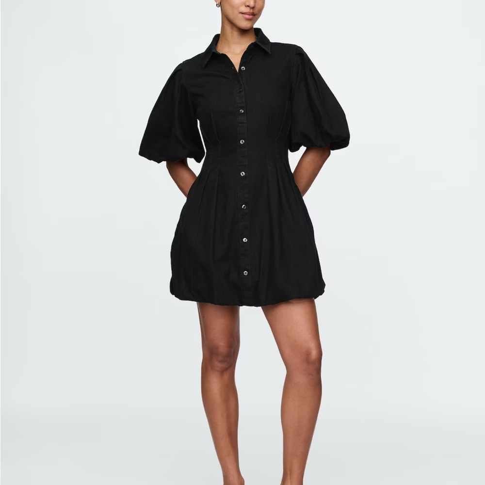 GAP Black Puff Sleeve Mini Dress